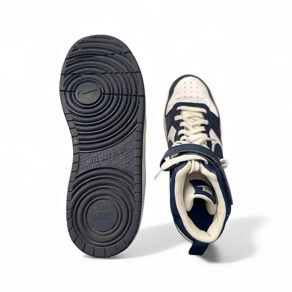 Nike Court Borough Mid 2 Sneaker White and Navy blue Big Kids 7Y (W8)